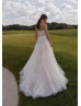 Ivory Glitter Lace Tulle Dreamy Wedding Dress With Bolero